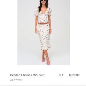 For love and lemons Beaded Cherries Midi Skirt & top set
